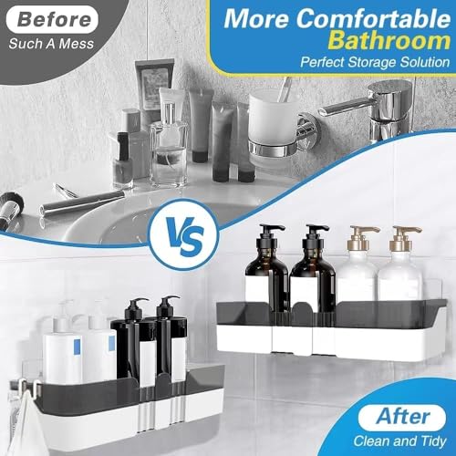 2-Pack Shower Caddy, Separable Shower Organizer with Soap Dish and Hooks, No Drilling Double Layer Shower Shelf, Used for Bathroom and Kitchen (Black) - size: Shower Caddy + Soap Dish