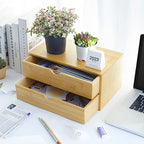Charmewooden Bamboo Desk Organizer With Drawers Countertop Drawers Counter Storage Box Corner Desk Organizer for Home Office No Assembly Required (2 Drawers) - style: 2 Drawers