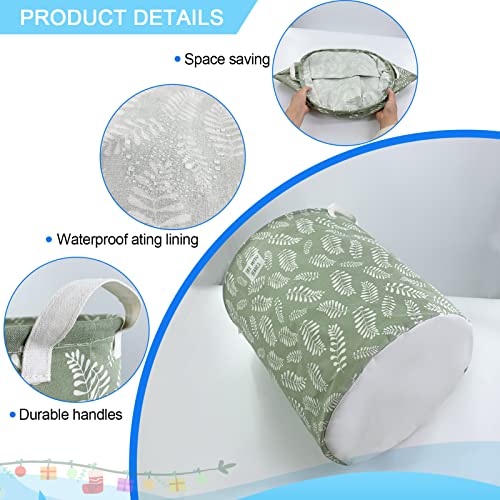 Mziart Large Foldable Laundry Basket Organizer, Collapsible Laundry Hamper Fabric Clothes Toy Storage Basket Nursery Hamper Storage Bin for Household Bedroom, Bathroom, College Dorm (Small White Leaf) - color: Small White Leaf