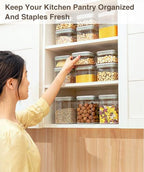 Pop Airtight Food Storage Containers Set with Lids, 6 Pcs Stackable One Button Opening Food Containers Kitchen Pantry Organization and Storage, BPA Free Stackable Cereal Container (0.5, 1.2, 1.8qt)*2 - color: gray, 6 pcs