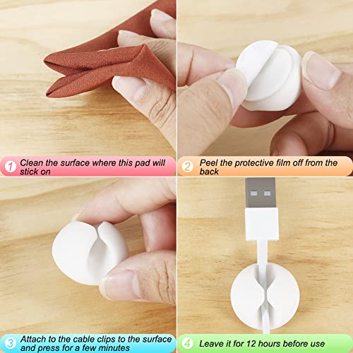 Shintop Cable Clips, 6 Pack White Cord Holder Cable Management Wire Organizer for Organizing Desk Nightstand Car Phone Charger - color: White, size: Small
