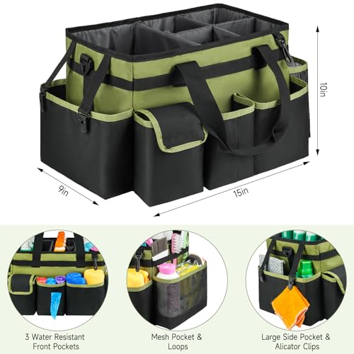 Cleaning Caddy,Large Cleaning Bags for Housekeepers,Cleaning Supplies Organizer with Handle,Green - color: Green, size: Large