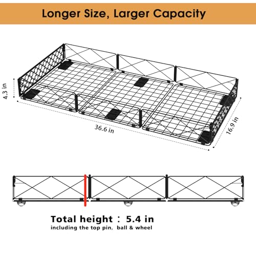 NADAMOO Large Under Bed Storage with Wheels, Low Profile Rolling Under Bed Storage Containers，Foldable Metal Under the Bed Organizer Bins for Bedroom，1 Pack - style: Pack of 1