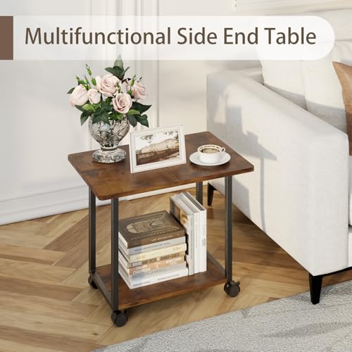 MARTY 22"x15.75" Large Under Desk Printer Stand with Storage Shelf 2-Tier Rolling Printer Cart with Wheels Printer Table for Home Office Heavy Duty Storage Rack for Scanner Fax Machine, Rustic Brown - color: Rustic Brown