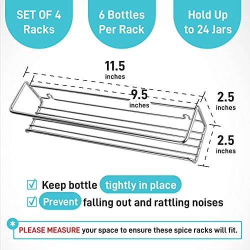 Ultimate Hostess Spice Rack Wall Mounted 4 Tier – Space-Saving Kitchen Spice Organizer for Seasonings – Screw or Adhesive Hanging – Wall Mount Hanging Spice Rack for Wall, Cabinet, Pantry Door - color: Chrome