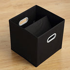 MAX Houser Fabric Storage Bins Cubes Baskets Containers with Dual Plastic Handles for Home Closet Bedroom Drawers Organizers (Black) - color: 12 black