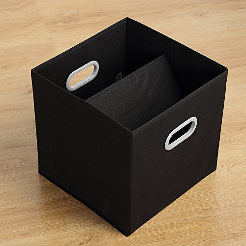 MAX Houser Fabric Storage Bins Cubes Baskets Containers with Dual Plastic Handles for Home Closet Bedroom Drawers Organizers (Black) - color: 12 black
