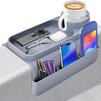 Couch with Cup Holders Silicone Sofa Armrest Organizer for 6-14" Arms Anti-spill Armchair with Detachable Side Pocket for Remote & Tablet - color: DL
