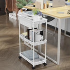 SimpleHouseware Standard 3-Tier Slim Rolling Storage Cart, White - color: White
