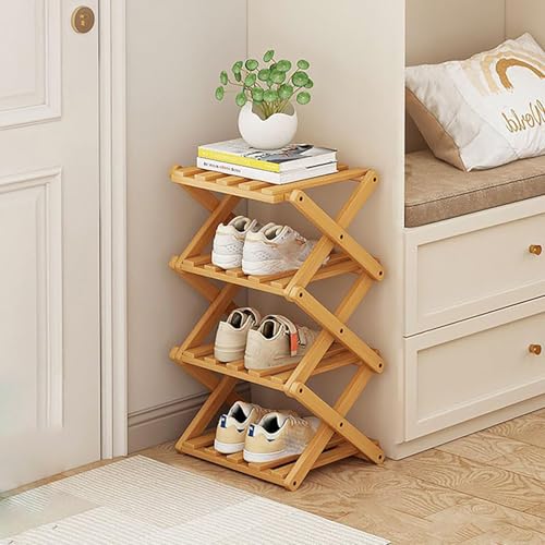 Vertical Shoe Rack Small, 4 Tier Portable Folding Shoe Storage Rack, Without Installation Free Standing Shoe Rack for Corridors, Bedrooms Living Room Corner and Small Spaces (4 Tier) - size: 4 Tier