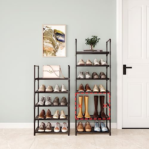 5-Tier Small Shoe Rack,Stackable Shoe Shelf Storage Organizer for Entryway Hallway Closet Bathroom Living Room(Black-5Tier) - color: Black-5tier