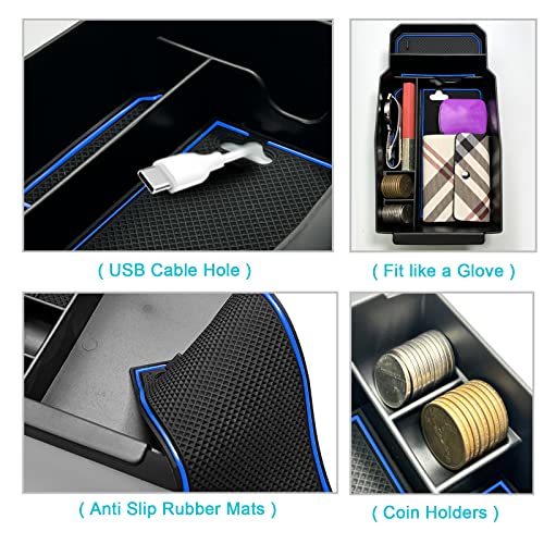 CDEFG 2023 2024 2025 2026 CX-50 Center Console Organizer Tray for 2023 2024 2025 2026 Mazda CX-50 Middle Console Armrest Storage Box 2023-2026 CX50 Accessories(Blue) - color: Blue