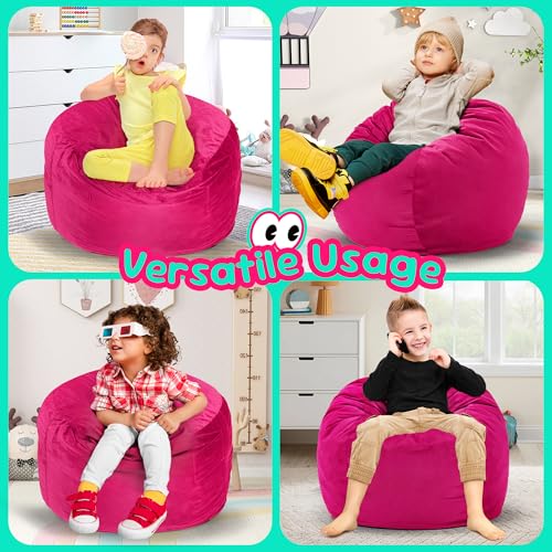 Hobestluk Bean Bag Chairs 2.5FT Bean Bag Chair with Memory Foam Filled & Machine Washable Cover,Beanbag Chair, Small Bean Bag Chairs for Playroom, Living Room, Bedroom - color: Pink, size: 2.5FT - 28.5" x 28.5" x 17.8"
