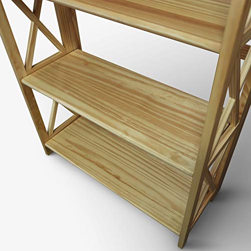 Casual Home Montego 3-Shelf Folding Bookcase, Natural , 27.5" Wide - color: Natural, size: 3-Shelf Stackable