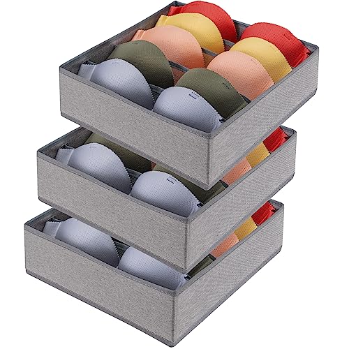 Bra Storage Drawers Organizer for Clothing Underwear Drawer Organizer Dividers Foldable Storage Cube Bins for Bra,Socks, Underwear,3 Pack （Grey） - color: Grey, size: 3 Pack