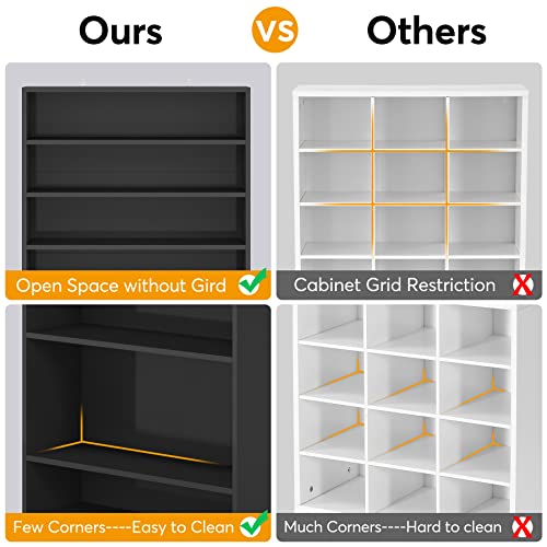 Tribesigns Tall Shoe Cabinet, 9 Tiers 40-45 Pairs Heavy Duty Wood Freestanding Shoe Storage Cabinet, 70.8'' Tall Shoe Cabinet with Open Storage for Entryway (1, Black) - color: Black