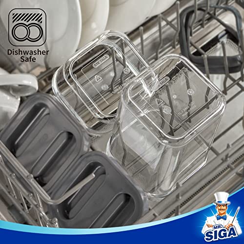 MR.SIGA 4 Pack Airtight Food Storage Container Set, BPA Free Kitchen Pantry Organization Canisters with One-handed Leak Proof Lids, 1L / 33.8oz, Medium, Gray - color: Gray
