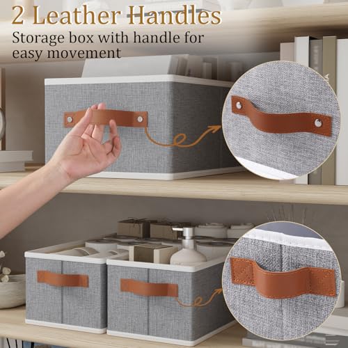 OUTBROS Storage Bins, Foldable Baskets for Organizing, Fabric Boxes With Handles, For bedrooms, living rooms, Shelves, Grey, 15 x 6.1 x 5.1 inch, 6-Pack - color: Grey, size: 15x6.1x5.1in(6-Pack）
