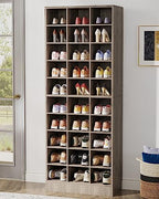 Tribesigns 10-Tier Shoe Storage Cabinet, Gray Wooden Shoe Rack with 30 Cubbies, Freestanding Tall Entryway Shoe Organizer for Closet, Entryway, Living Room - color: Grey