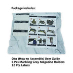 HUAPRINT Magazine Holder( 6 Pack, Marbling Gray) Cardboard Magazine File Holder-Folder Holder,Magazine Organizer,Document Organizer,Magazine Storage Box,With Labels