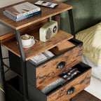 Furnulem Tall 5 Drawers Dresser, Vertical Storage Tower Fabric Dresser for Bedroom, Hallway, Entryway, Nursery, Closet Organizer, Nightstand Bedside Table Furniture, Sturdy Steel Frame, Wood Top - color: Rustic Brown, style: 5 Drawers