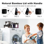 Zingbee 4 Pack Laundry Detergent Containers & Dryer Sheet Holder with Black Lids, Scoops & Labels - Plastic Laundry Organizer and Storage Jars for Pods, Detergent, Scent Booster - color: Clear Grey-2
