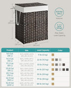 SONGMICS Laundry Hamper with Lid, 23.8 Gallon (90 L) Synthetic Rattan Clothes Laundry Basket with Lid and Handles, Foldable, Removable Liner, Chestnut Brown ULCB051K02 - color: Chestnut Brown, size: 90 L