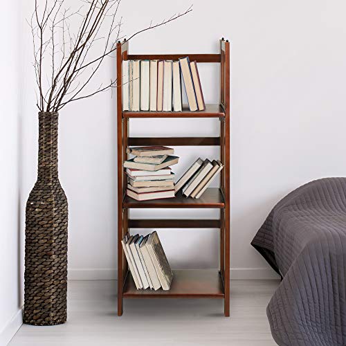 Casual Home Narrow 3-Shelf Folding Bookcase, 14" Wide, Walnut - color: Walnut