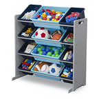 Delta Children Kids Toy Storage Organizer with 12 Plastic Bins - Greenguard Gold Certified, Grey/Blue - color: Grey/Blue
