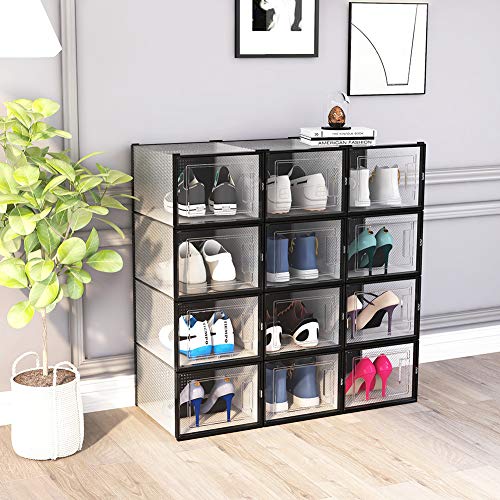 OnDisplay Clik Stackable Interlocking Shoe Box System (Large Clear/Black, Single Box) - color: Large Clear/Black, size: Single