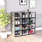OnDisplay Clik Stackable Interlocking Shoe Box System (Large Clear/Black, Set of 8) - color: Large Clear/Black, size: Set of 8