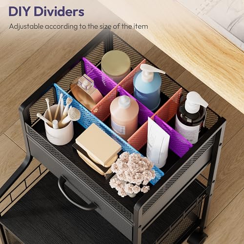 SWTYMIKI Rolling Under Desk Storage - Storage Cart with Drawers & DIY Divider - Art Cart Organizer on Wheels - Craft Rolling Utility Cart for Office, Craft Room & Studio Black - color: Black