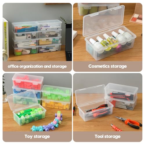 Clear Translucent Pencil Cases and Pencil Boxes, 8-Pack Stackable Plastic Pencil Box with Snap Lid – Large Marker Organizer for Art Supplies and Desk Organization – Rectangular Large - size: Clear Rectangular Large - 8 Pack