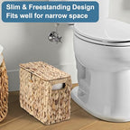 Sumnacon Toilet Paper Basket, Wicker Water Hyacinth Toilet Paper Holder with Handles and Lid, Holds Up to 4 Mega Rolls, Decorative Farmhouse Woven Bathroom Accessories Toilet Tissues Organizer, Small - size: Small