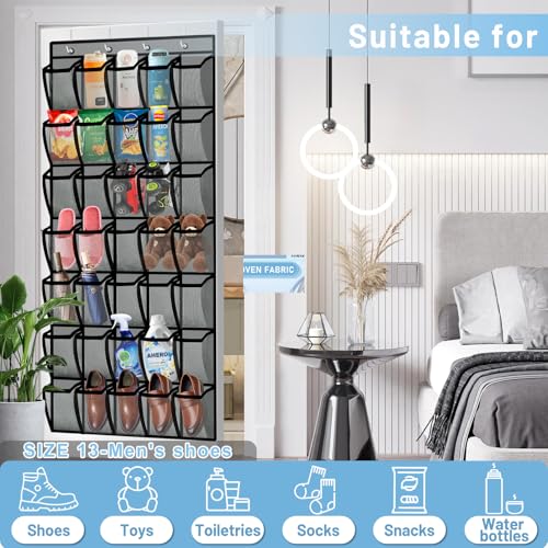 Aheroi Over the Door Shoe Organizer, 35 Pockets Mesh Shoe Organizer Door Hanger, Large Hanging Shoe Rack Holds Up to 40 lbs, Closet Shoe Behind Door Rack, Gray Durable Storage Hanging Bag - color: Gray 35-1Pack, size: 35Pockets-1Pack