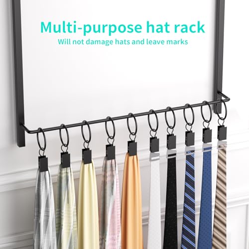 HapiRm Over Door Hat Rack - 3 Tier Wall Mounted Hat Organizer with 16 Hooks and 10 Movable Clips, Baseball Cap Organizer Storage Holds up to 26 Caps for Door, Bedroom, Closet USPTO Patent Pending - color: Black, size: 3 Tier