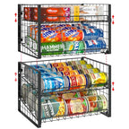 JKsmart 2-Tier Stackable Can Rack Organizer for Pantry, Adjustable Can Dispenser Holds Up to 60 Cans, Can Storage Holder for Various Ounces of Canned Food Soda Drinks, Black, 2 Pack - size: 2 Tier - 2Pack