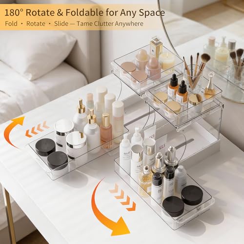 Attelite Makeup Organizer 2-Tier Makeup Storage Cosmetics Organizer with 180° Rotating Design Sturdy durable Versatile Perfume Vanity Organizer for Countertops, Bathrooms, Office Supplies,and Dressers - size: 1 pack