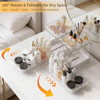 Attelite Makeup Organizer 2-Tier Makeup Storage Cosmetics Organizer with 180° Rotating Design Sturdy durable Versatile Perfume Vanity Organizer for Countertops, Bathrooms, Office Supplies,and Dressers - size: 1 pack