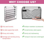 1 Pocket Mesh Wall File Holder Organizer Office Hanging File Folder Magazine Rack, Nametag Label Hooks Set Included (Black)