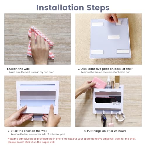 CHENYAOAI Bedside Shelf Accessories Organizer, Wall Mount Self Stick On, Cute Room Decor Aesthetic, Girls Room Decor, Cool Stuff for Bedroom Storage and Organization
