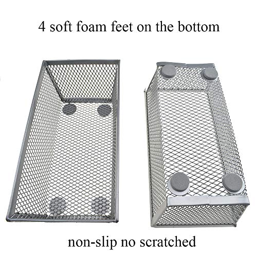 HAHIYO Stackable Mesh Tray Cup 6 x 3 x 2 inches Sturdy Container for Desk Drawer Organizer Collection for Home Office School kitchen Soft Foam Feet No Sharp Edges 2 Pack Silver - color: Silver, size: 6 x 3 x 2 inches-2P