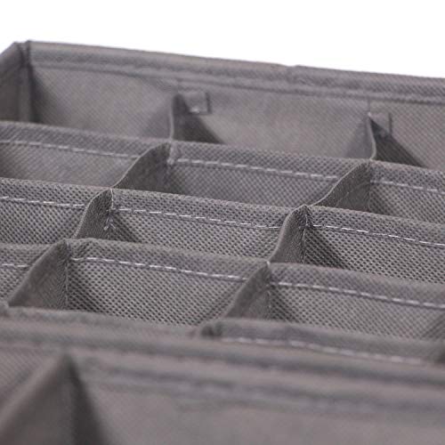 DIOMMELL 4 Pack Foldable Cloth Storage Box Closet Dresser Drawer Organizer Fabric Baskets Bins Containers Divider for Clothes Underwear Socks Lingerie Clothing, M Grey 40-0000 - color: Grey