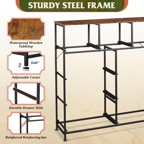 WLIVE 9-Drawer Dresser, Fabric Storage Tower for Bedroom, Hallway, Entryway, Closet, Tall Chest Organizer Unit with Fabric Bins, Steel Frame, Wood Top, Easy Pull Handle, Rustic Brown Wood Grain Print - color: Rustic Brown Wood Grain Print