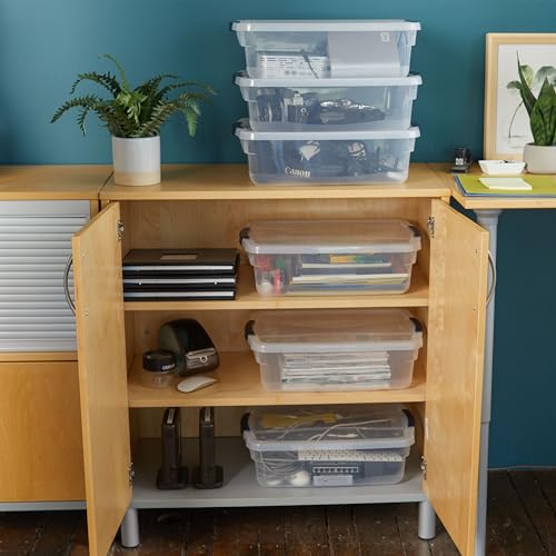 Rubbermaid Cleverstore 17 Qt Clear Storage Bins with Lids, 6-Pack, Stackable, BPA-Free, Made in USA - size: 17 Qt – 6 Pack