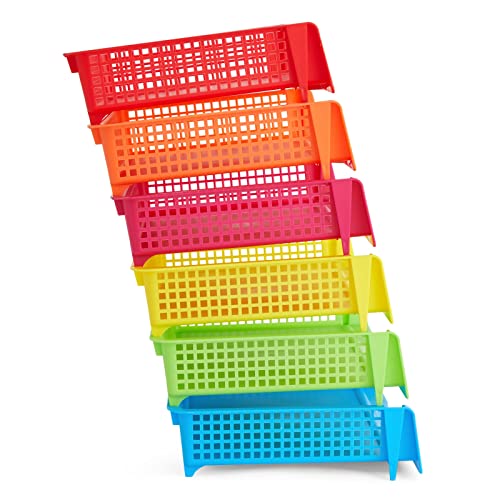 Bright Creations Teacher Supplies Letter Tray Organizer - 6-Pack Rainbow, 9 x 13 x 3 in - Stackable Paper Trays for Classroom & Teacher Desk Organizer