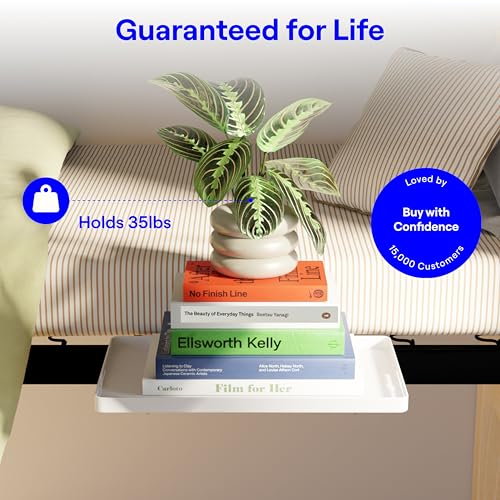 BedShelfie Bedside Shelf for Dorm Room Bunk Bed & Top Bunk, College Dorm Room Essentials, Bedside Caddy, Clip on Floating Tray, Bed Side Table Storage, Loft Nightstand Decor - Dorm Essential, White - color: White, size: DormEssential (15.1 x 10.5 inches)
