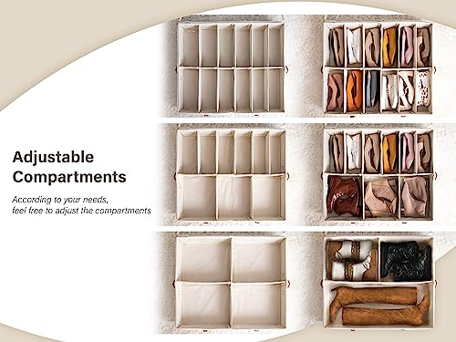 StorageWorks Shoe Organizer for Closet, Fits up to 24 Pairs, 2-Pack Ultra-thick Fabric Under Bed Shoe Storage Containers with Bottom Support and Adjustable Dividers, Grey - color: Gray, style: Adjustable Divider