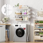 Simple Trending 3 Tier Over The Toilet Storage Rack, Metal Bathroom Shelf, Bathroom Stand Organizer Space Saver with Paper Holder and Hooks, White - color: White