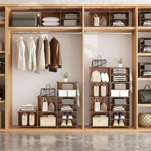 AWTATOS Closet Organizer 8 Cube Storage Shelves Clothes Organizers Closet Storage Stackable Cubby Shelving for Closet Bedroom Living Room Office Cocoa Brown - color: Cocoa Brown